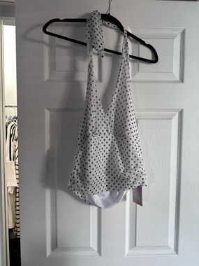 White Polka Dot Halter Top